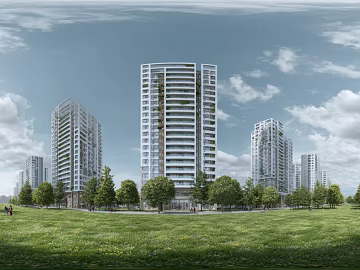 HDR clean atmosphere community green space panorama texture (ID:ffach231738)