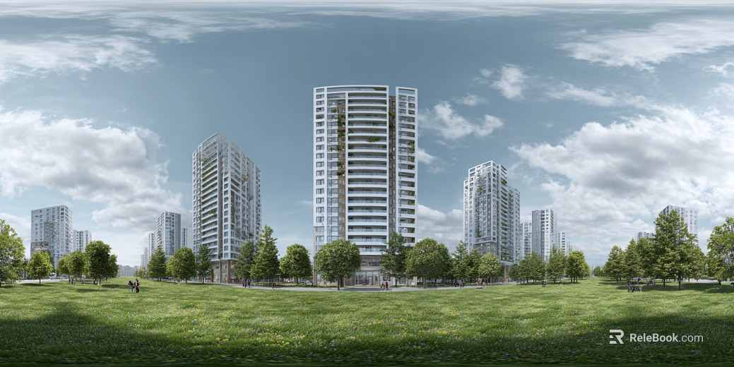 HDR clean atmosphere community green space panorama texture