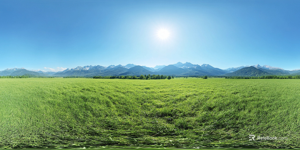 Blue Sky White Clouds Lawn Hillside HDR texture