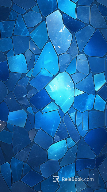 Light Luxury Blue Geometric Stained Pattern Glass texture