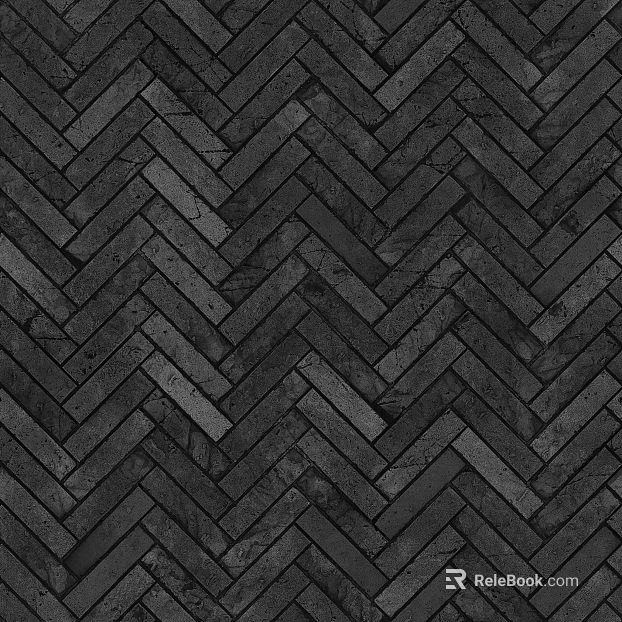 Dark gray herringbone brick wall building materials texture