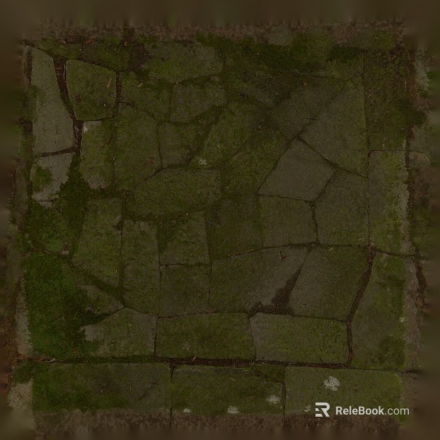 Green gray moss stone courtyard ground texture
