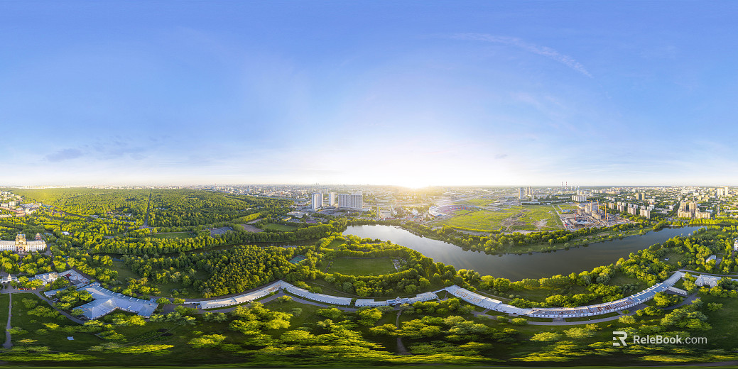 Bird's Eye View City Ecological Greening HDR texture