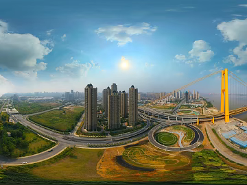 HDR Urban Ecological Rivers and Lakes Scenery Panorama texture (ID:ffach150503)