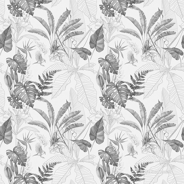 Light Grey Southeast Asia Plant Pattern Wallpaper texture