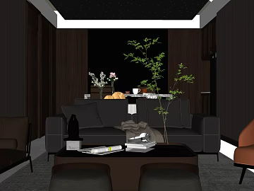 Light Luxury Dark Wall Panel Living Room Wall texture (ID:ffaeh802741)