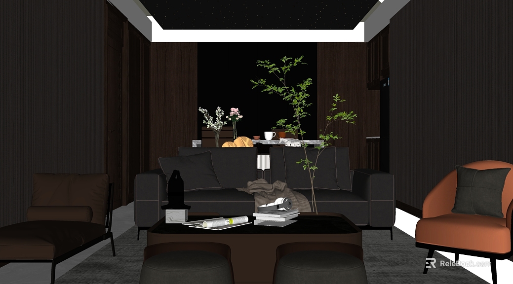 Light Luxury Dark Wall Panel Living Room Wall texture