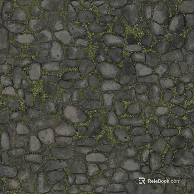 Silky gray cobblestone courtyard pavement texture