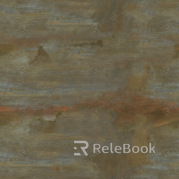 A distressed metal surface with deep, irregular scratch marks and dents, displaying a rugged, industrial texture. The metallic sheen is partially obscured by layers of grime and wear.