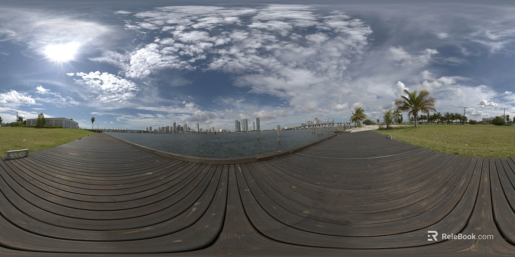 Park boardwalk daytime cloudy HDR texture