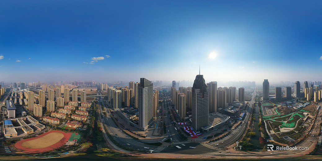 HDR city building bird's eye view panorama texture