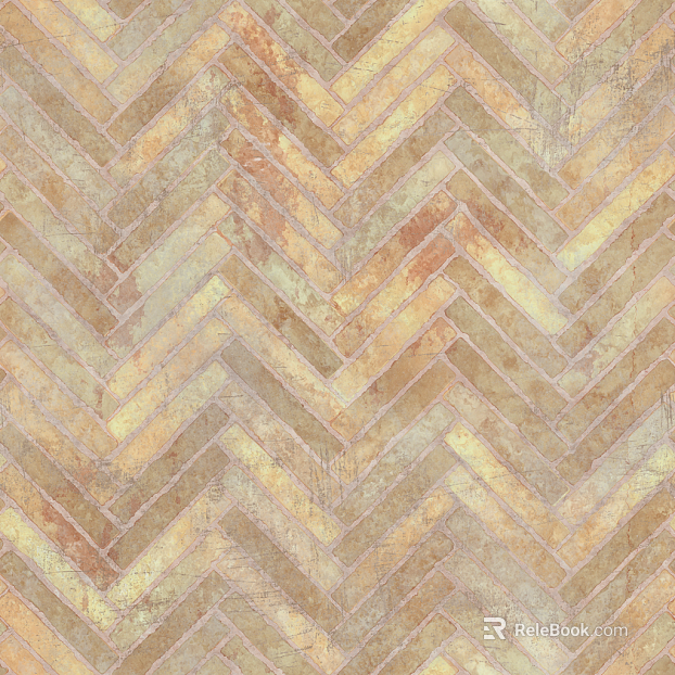 Retro Warm Yellow Antique Brick Herrings Wall Brick texture