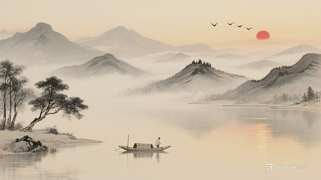 New Chinese-style Song-style Decorative Painting Hanging Painting Ink Painting Background Painting texture