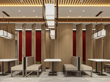 New Chinese Light Wood Wall Panel Dining Space texture (ID:ffaeh780666)