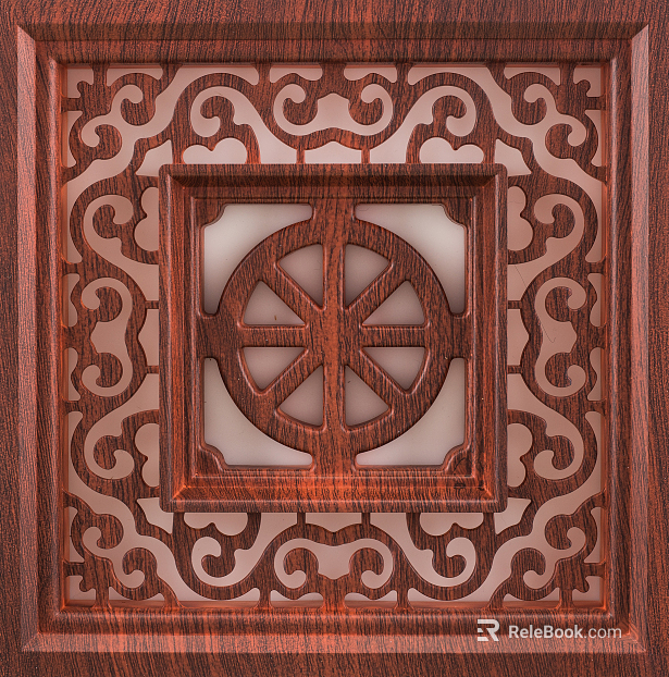 Wood carved red hollow plate texture