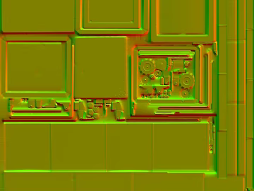 Yellow-green mechanical panel bump map texture (ID:ffaeh859076)