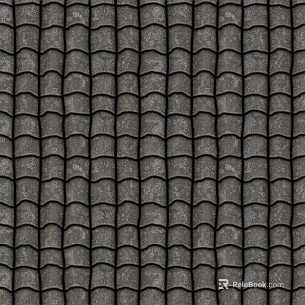 Dark gray old green tile roof building materials texture