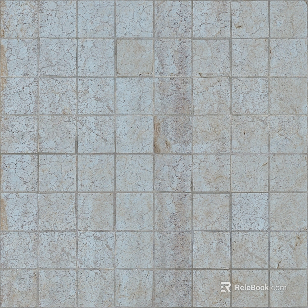 Off-white crack antique brick kitchen and bathroom floor texture