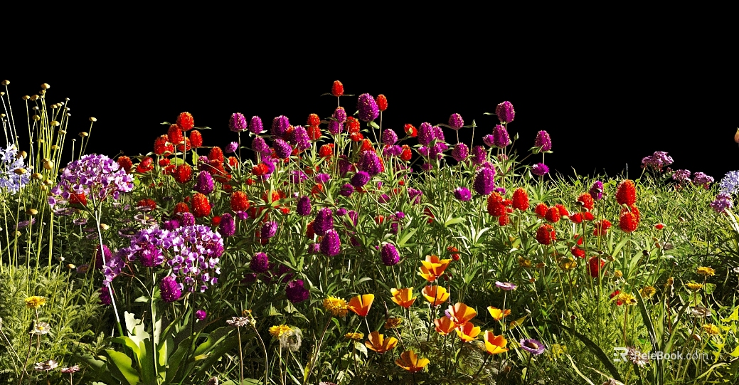 Multicolor mixed flowers decorative landscaping texture