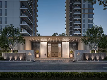 Modern Light Luxury Residential Entrance Building texture (ID:ffaeh490436)