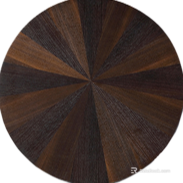 Dark brown radial-pattern wood mosaic tabletop texture