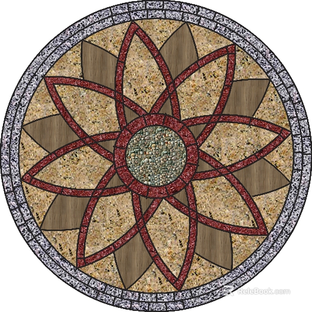 Retro-style mosaic floral pattern floor decoration texture