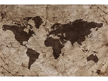 Retro Style Brown Yellow World Map Decorative Painting texture (ID:ffaeh426979)