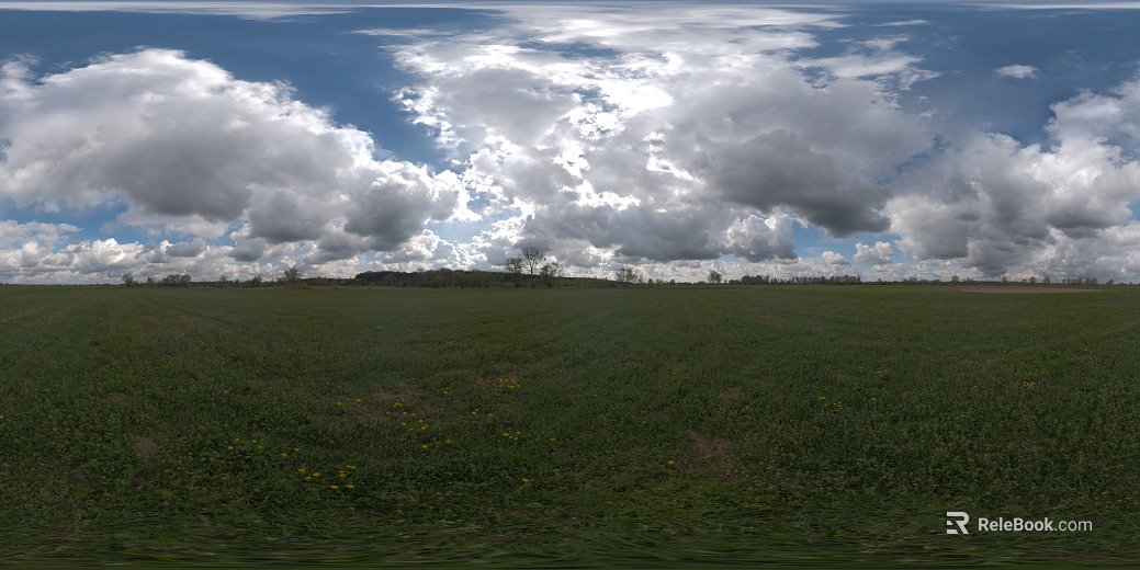 HDR Lawn Clear Cloudy Sky texture
