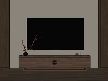 New Chinese Deep Walnut Living Room TV Cabinet texture (ID:ffaeh929136)