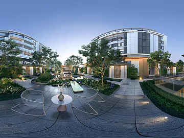 hdr community open public garden night view 3d model