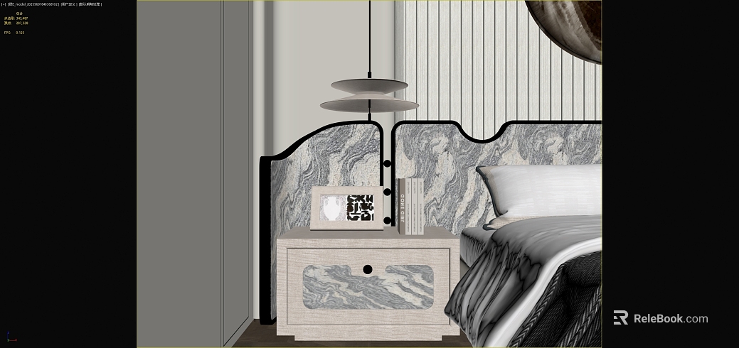 Modern gray black marble bedside table finish texture