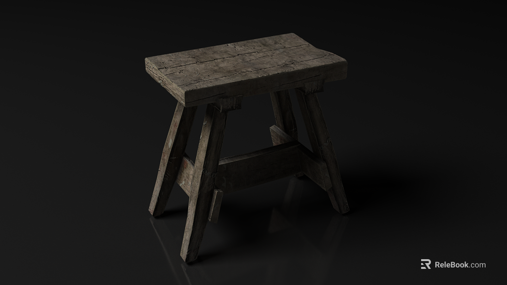 Old Color Solid Wood Low Stool for Household texture