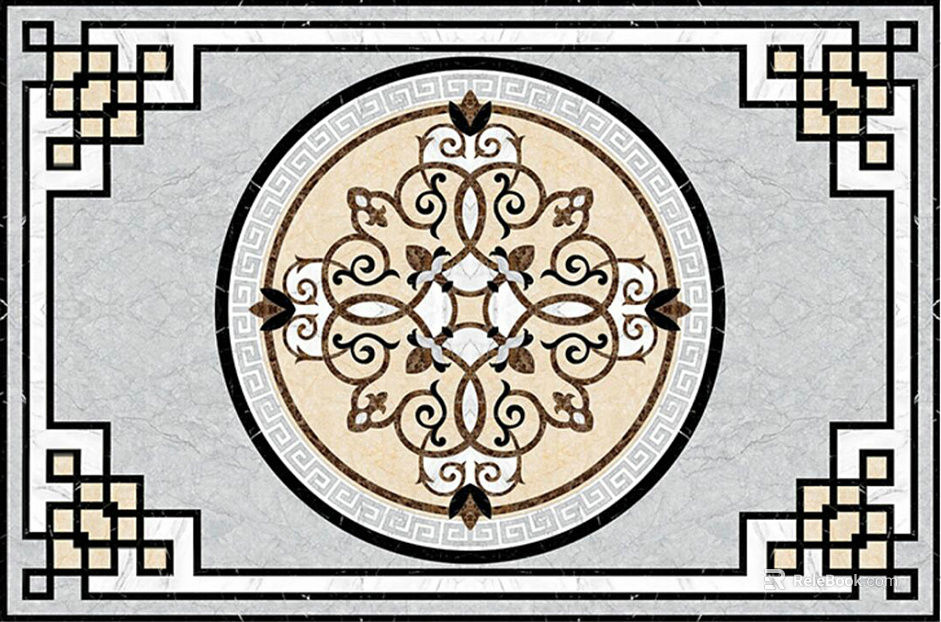 Marble mosaic black and white pattern stone texture