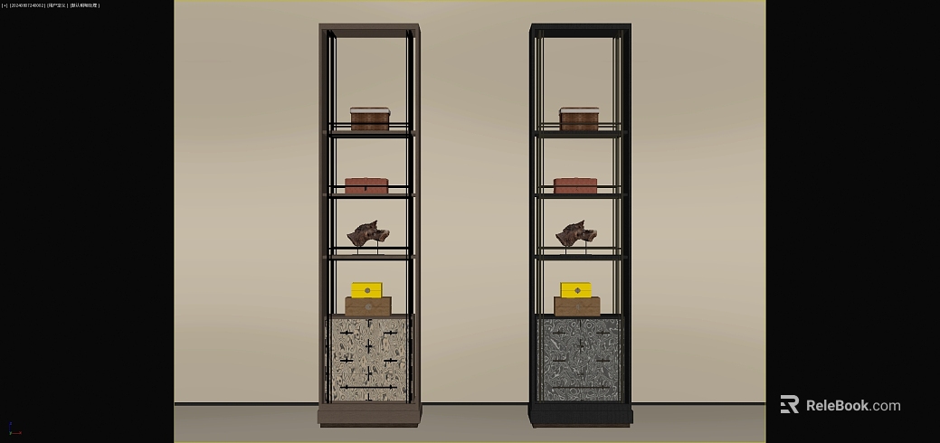 New Chinese Metal Solid Wood Display Cabinet texture