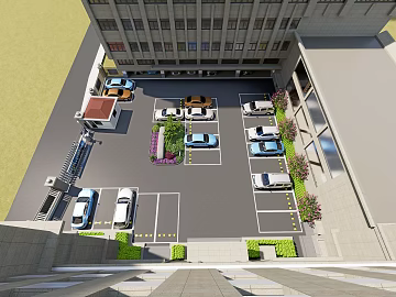 Modern Office Building Outdoor Parking 3d model