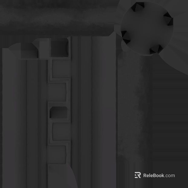 Dark gray metal components for architectural decoration texture