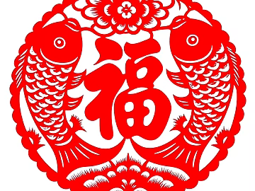 Folk paper-cut window decorative painting carp lucky characters texture (ID:ffach414263)