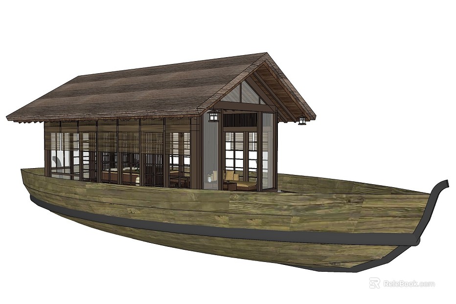 New Chinese Style and Old Wooden Boathouse Homestay Building texture