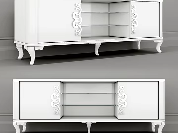 European-style white solid wood TV cabinet texture (ID:ffaeh380726)