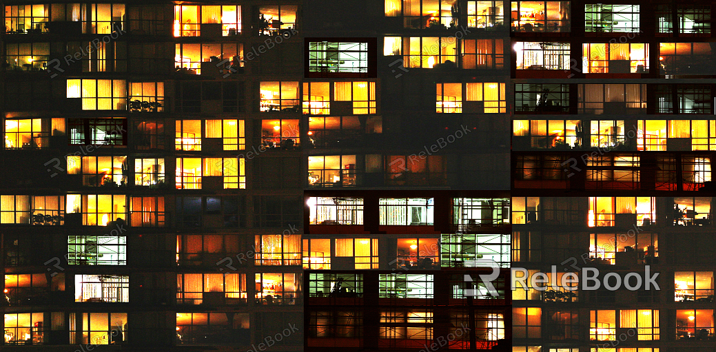 Outdoor building night view glass texture