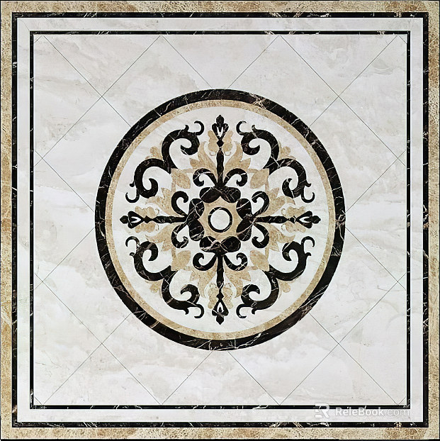 Marble mosaic round black and white ground texture