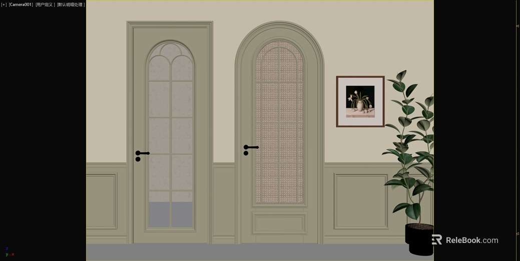 French Beige Glass Wooden Door Interior Door texture