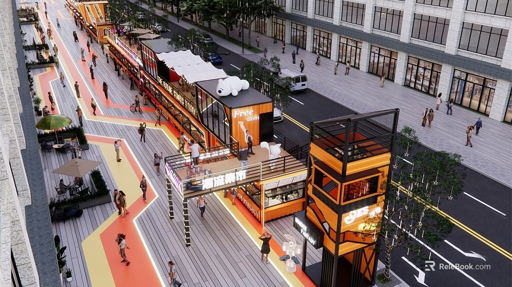 Scene diagram of trendy commercial block texture