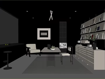 Modern black and white gray study space scene texture (ID:ffaeh054756)