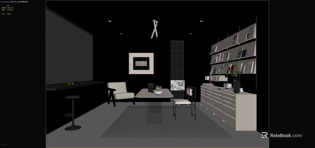 Modern black and white gray study space scene texture