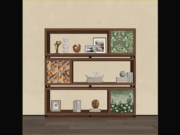 Modern Walnut Decorative Storage Rack texture (ID:ffaeh786564)