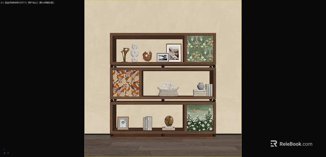 Modern Walnut Decorative Storage Rack texture