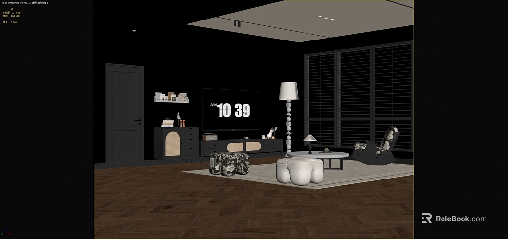 Dark brown herringbone hardwood flooring, living room texture