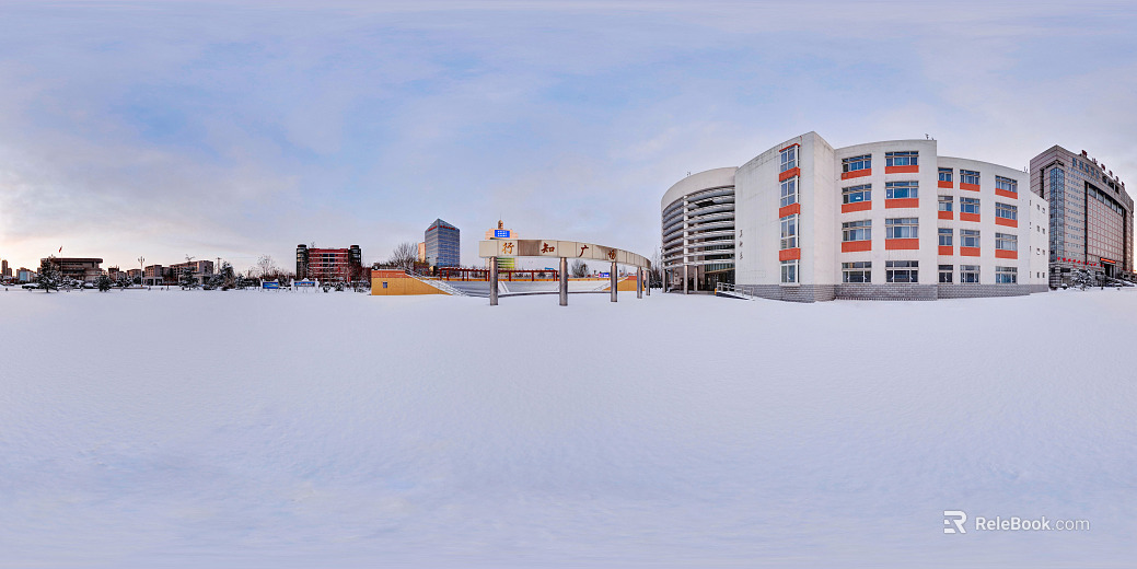 HDR winter city outdoor snow panorama texture