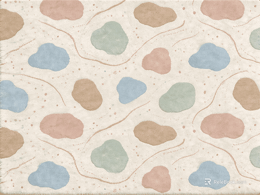 Beige and colorful polka-dot rug texture